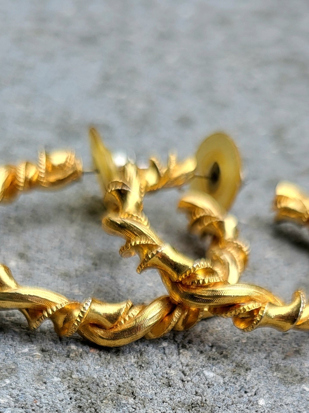 Festive Golden Twisted Hoop Earrings